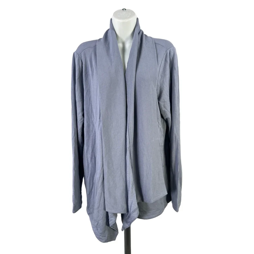Max & Mia Women's Blue Open Front Lightweight Drape Long Sleeve Cardigan - XXL